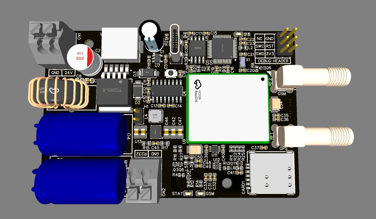Custom IoT PCB designed by TaskWeave